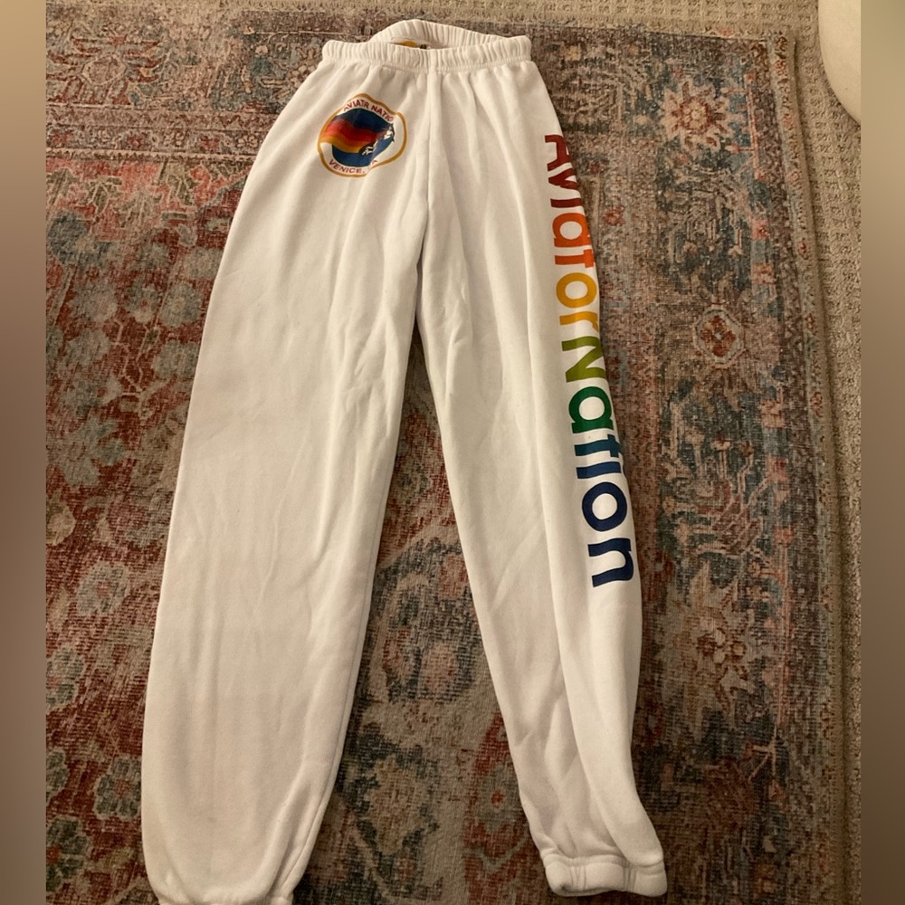 Aviator nation white Vince,CA sweatpants